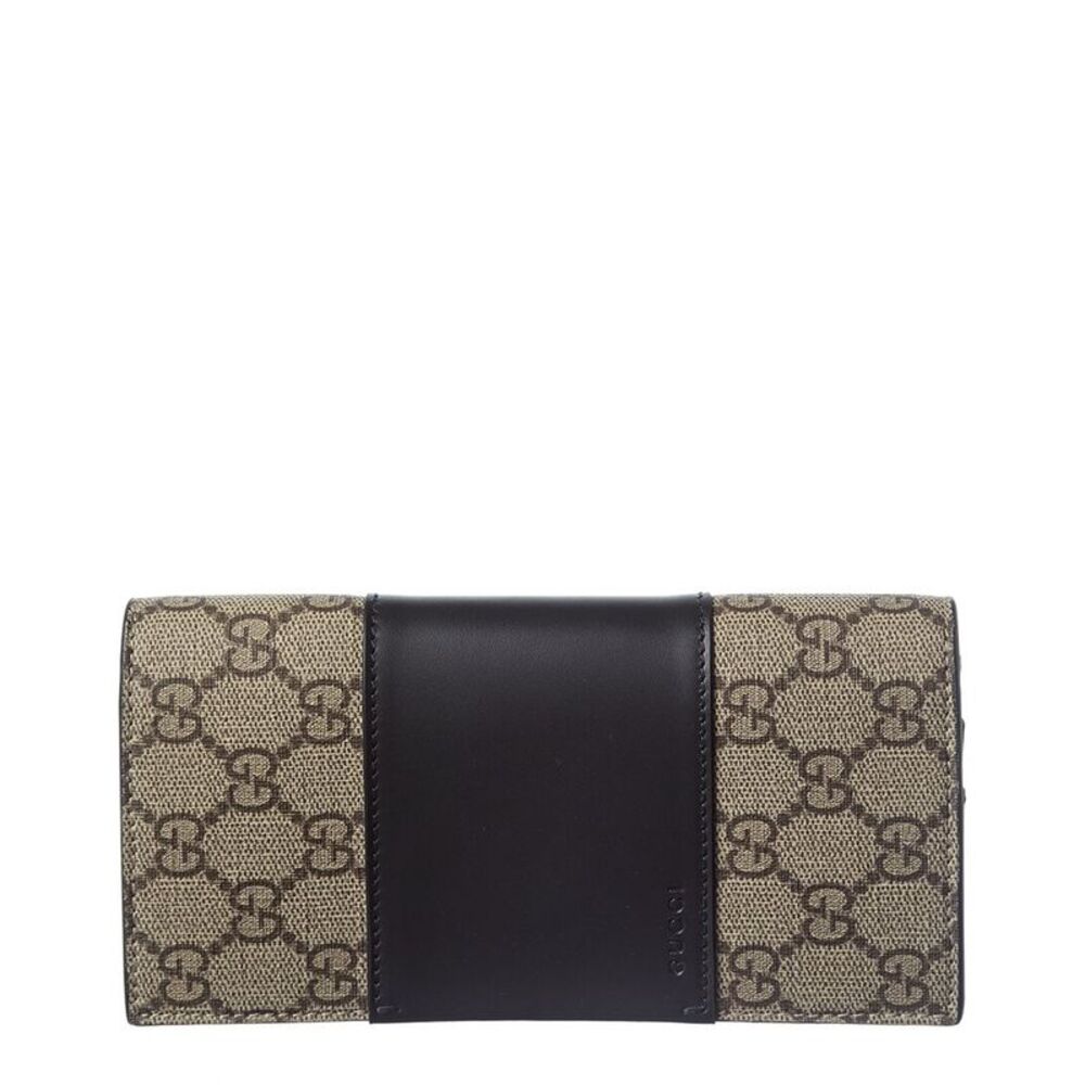 Gucci Gg Supreme Canvas & Leather Wallet, Brown